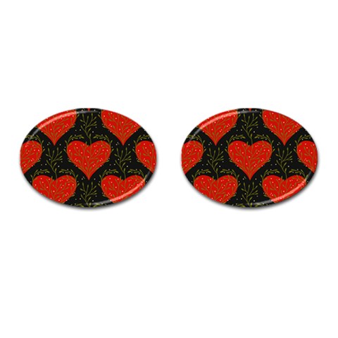Love Hearts Pattern Style Cufflinks (Oval) from UrbanLoad.com Front(Pair)
