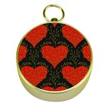 Love Hearts Pattern Style Gold Compasses