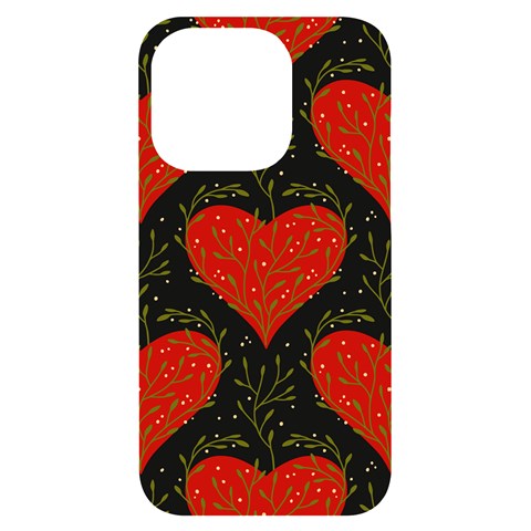 Love Hearts Pattern Style iPhone 14 Pro Black UV Print Case from UrbanLoad.com Front
