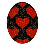 Love Hearts Pattern Style Oval Glass Fridge Magnet (4 pack)