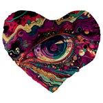 Human Eye Pattern Large 19  Premium Heart Shape Cushions