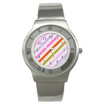 Lines Geometric Background Stainless Steel Watch