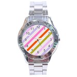 Lines Geometric Background Stainless Steel Analogue Watch
