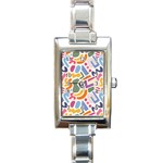 Abstract Pattern Background Rectangle Italian Charm Watch
