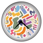 Abstract Pattern Background Wall Clock (Silver)