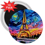 Eiffel Tower Starry Night Print Van Gogh 3  Magnets (10 pack) 