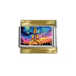Eiffel Tower Starry Night Print Van Gogh Gold Trim Italian Charm (9mm)