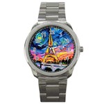 Eiffel Tower Starry Night Print Van Gogh Sport Metal Watch
