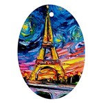Eiffel Tower Starry Night Print Van Gogh Oval Ornament (Two Sides)
