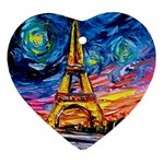 Eiffel Tower Starry Night Print Van Gogh Heart Ornament (Two Sides)