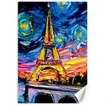 Eiffel Tower Starry Night Print Van Gogh Canvas 12  x 18 