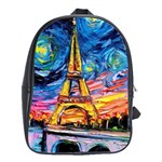 Eiffel Tower Starry Night Print Van Gogh School Bag (Large)