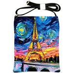 Eiffel Tower Starry Night Print Van Gogh Shoulder Sling Bag