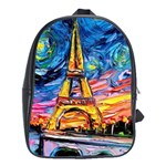 Eiffel Tower Starry Night Print Van Gogh School Bag (XL)