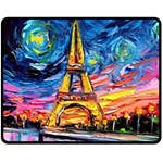Eiffel Tower Starry Night Print Van Gogh Two Sides Fleece Blanket (Medium)