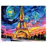 Eiffel Tower Starry Night Print Van Gogh Premium Plush Fleece Blanket (Medium)