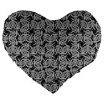 Ethnic symbols motif black and white pattern Large 19  Premium Heart Shape Cushions