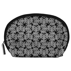 Ethnic symbols motif black and white pattern Accessory Pouch (Large) from UrbanLoad.com Front