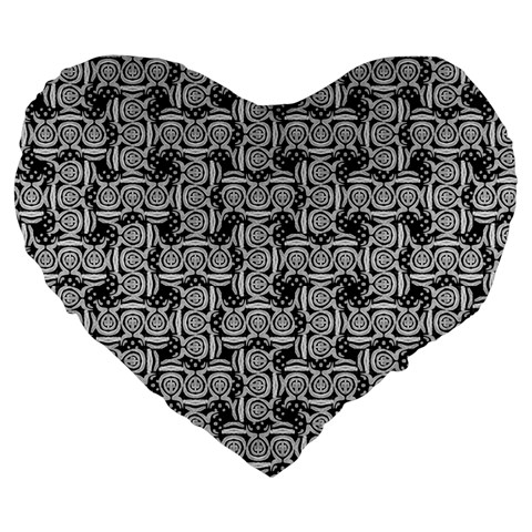Ethnic symbols motif black and white pattern Large 19  Premium Flano Heart Shape Cushions from UrbanLoad.com Front