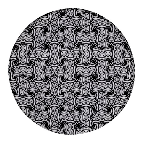 Ethnic symbols motif black and white pattern Round Glass Fridge Magnet (4 pack) from UrbanLoad.com Front