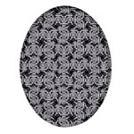 Ethnic symbols motif black and white pattern Oval Glass Fridge Magnet (4 pack)
