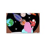 Girl Bed Space Planets Spaceship Rocket Astronaut Galaxy Universe Cosmos Woman Dream Imagination Bed Sticker Rectangular (10 pack)