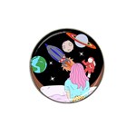 Girl Bed Space Planets Spaceship Rocket Astronaut Galaxy Universe Cosmos Woman Dream Imagination Bed Hat Clip Ball Marker (4 pack)