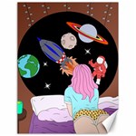 Girl Bed Space Planets Spaceship Rocket Astronaut Galaxy Universe Cosmos Woman Dream Imagination Bed Canvas 18  x 24 