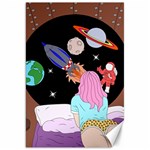 Girl Bed Space Planets Spaceship Rocket Astronaut Galaxy Universe Cosmos Woman Dream Imagination Bed Canvas 20  x 30 
