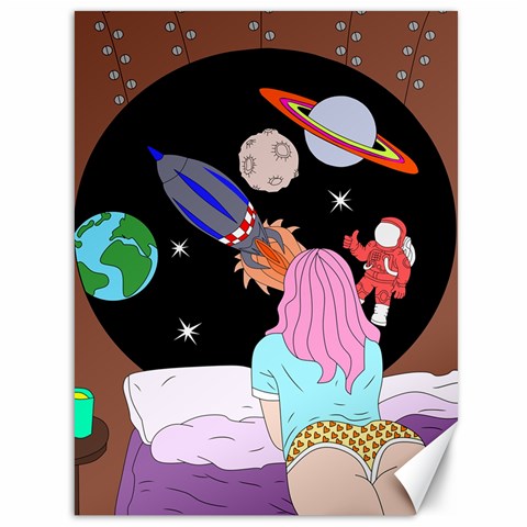 Girl Bed Space Planets Spaceship Rocket Astronaut Galaxy Universe Cosmos Woman Dream Imagination Bed Canvas 36  x 48  from UrbanLoad.com 35.26 x46.15  Canvas - 1
