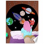 Girl Bed Space Planets Spaceship Rocket Astronaut Galaxy Universe Cosmos Woman Dream Imagination Bed Canvas 36  x 48 