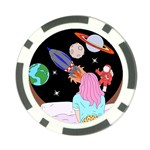 Girl Bed Space Planets Spaceship Rocket Astronaut Galaxy Universe Cosmos Woman Dream Imagination Bed Poker Chip Card Guard