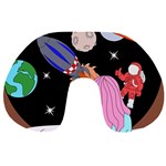 Girl Bed Space Planets Spaceship Rocket Astronaut Galaxy Universe Cosmos Woman Dream Imagination Bed Travel Neck Pillow
