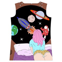 Girl Bed Space Planets Spaceship Rocket Astronaut Galaxy Universe Cosmos Woman Dream Imagination Bed Women s Basketball Tank Top from UrbanLoad.com Back