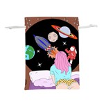 Girl Bed Space Planets Spaceship Rocket Astronaut Galaxy Universe Cosmos Woman Dream Imagination Bed Lightweight Drawstring Pouch (S)