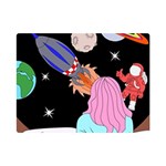 Girl Bed Space Planets Spaceship Rocket Astronaut Galaxy Universe Cosmos Woman Dream Imagination Bed Premium Plush Fleece Blanket (Mini)