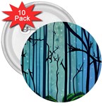 Nature Outdoors Night Trees Scene Forest Woods Light Moonlight Wilderness Stars 3  Buttons (10 pack) 