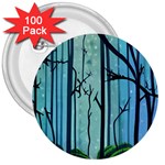 Nature Outdoors Night Trees Scene Forest Woods Light Moonlight Wilderness Stars 3  Buttons (100 pack) 