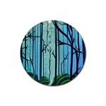 Nature Outdoors Night Trees Scene Forest Woods Light Moonlight Wilderness Stars Rubber Coaster (Round)