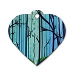 Nature Outdoors Night Trees Scene Forest Woods Light Moonlight Wilderness Stars Dog Tag Heart (One Side)