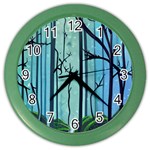 Nature Outdoors Night Trees Scene Forest Woods Light Moonlight Wilderness Stars Color Wall Clock