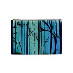 Nature Outdoors Night Trees Scene Forest Woods Light Moonlight Wilderness Stars Cosmetic Bag (Medium) from UrbanLoad.com Front