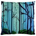 Nature Outdoors Night Trees Scene Forest Woods Light Moonlight Wilderness Stars Large Premium Plush Fleece Cushion Case (One Side)