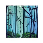 Nature Outdoors Night Trees Scene Forest Woods Light Moonlight Wilderness Stars Square Satin Scarf (30  x 30 )