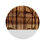 Nature Outdoors Night Trees Scene Forest Woods Light Moonlight Wilderness Stars Marble Wood Coaster (Round)