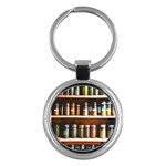 Alcohol Apothecary Book Cover Booze Bottles Gothic Magic Medicine Oils Ornate Pharmacy Key Chain (Round)
