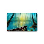 Swamp Bayou Rowboat Sunset Landscape Lake Water Moss Trees Logs Nature Scene Boat Twilight Quiet Magnet (Name Card)