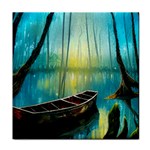 Swamp Bayou Rowboat Sunset Landscape Lake Water Moss Trees Logs Nature Scene Boat Twilight Quiet Face Towel