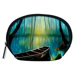 Swamp Bayou Rowboat Sunset Landscape Lake Water Moss Trees Logs Nature Scene Boat Twilight Quiet Accessory Pouch (Medium)