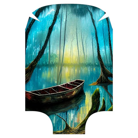 Swamp Bayou Rowboat Sunset Landscape Lake Water Moss Trees Logs Nature Scene Boat Twilight Quiet Luggage Cover (Large) from UrbanLoad.com Front